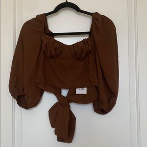 NWT 12th tribe Pacific Time Brown Crop Top